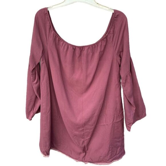 NWT TOBI size Medium mauve tunic Pom Pom trim - Picture 2 of 5